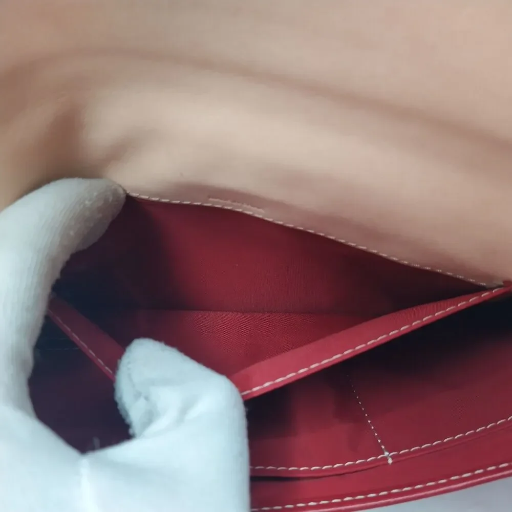 Coach Red Leather C Embossed Credit Card Bifold Envelope Long Wallet